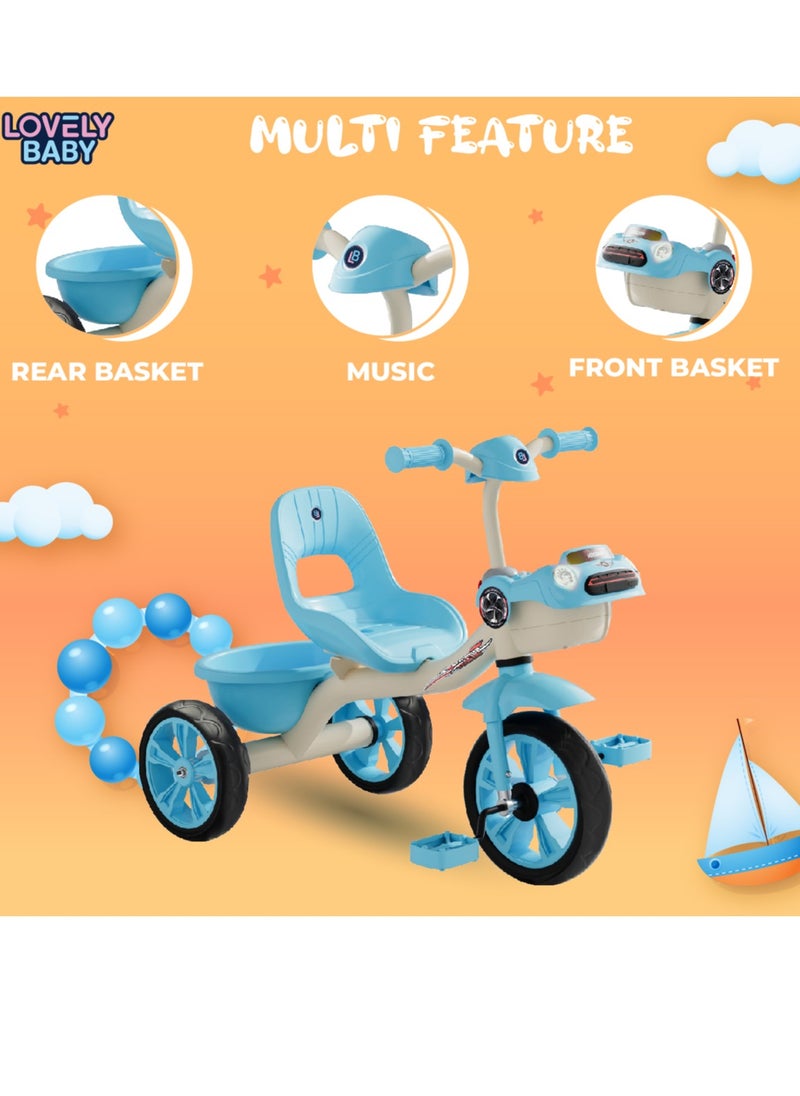 Lovely Baby Kids/Children Tricycle LB 6540 with Music & LED Lights, EVA Wheels, Strong Steel Frame, Ride-On Toy,Recommended Ages for 1-3 Years - Pink
