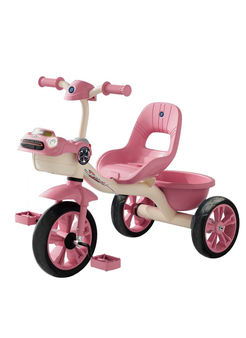 Lovely Baby Kids/Children Tricycle LB 6540 with Music & LED Lights, EVA Wheels, Strong Steel Frame, Ride-On Toy,Recommended Ages for 1-3 Years - Pink