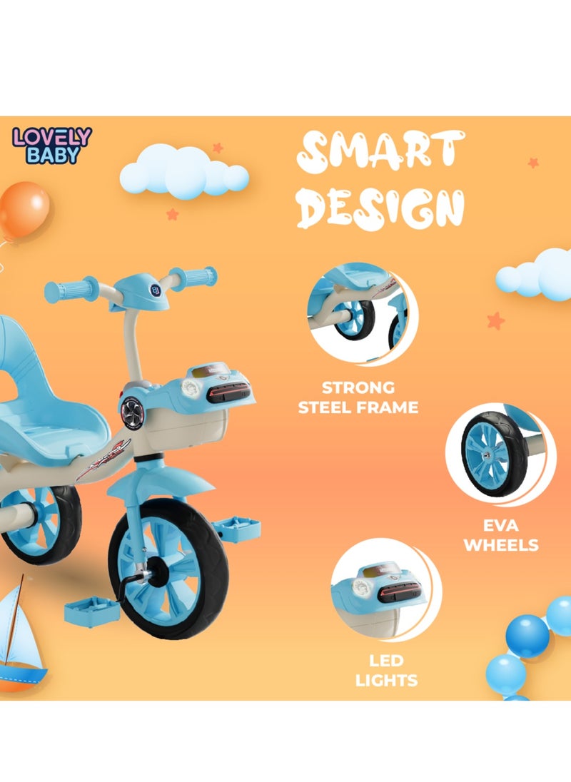 Lovely Baby Kids/Children Tricycle LB 6540 with Music & LED Lights, EVA Wheels, Strong Steel Frame, Ride-On Toy,Recommended Ages for 1-3 Years - Pink
