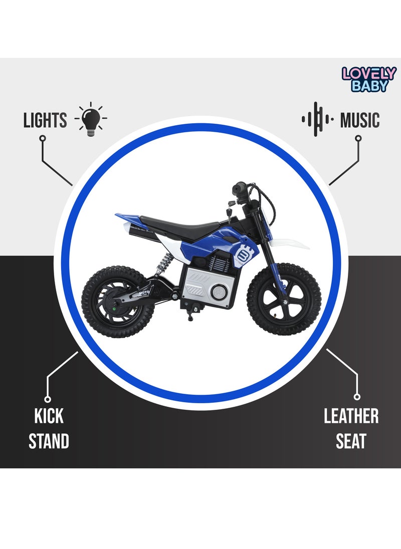 Lovely Baby Rechargeable Kids Powered Riding Motor Bike, Electric Ride-On Motorcycle with Key Start, Speed Adjustment, Music & Lights, Air Suspension Wheels - Blue