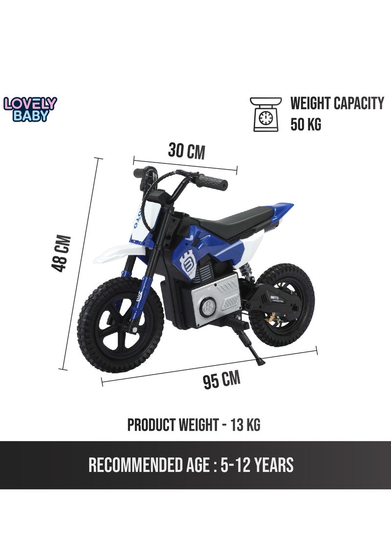 Lovely Baby Rechargeable Kids Powered Riding Motor Bike, Electric Ride-On Motorcycle with Key Start, Speed Adjustment, Music & Lights, Air Suspension Wheels - Blue