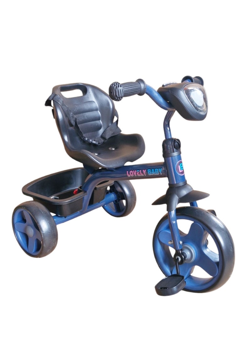 Lovely Baby Kids/Children Smart Design Tricycle LB 3390 with LED Lights, Music, and Rear Basket - Blue
