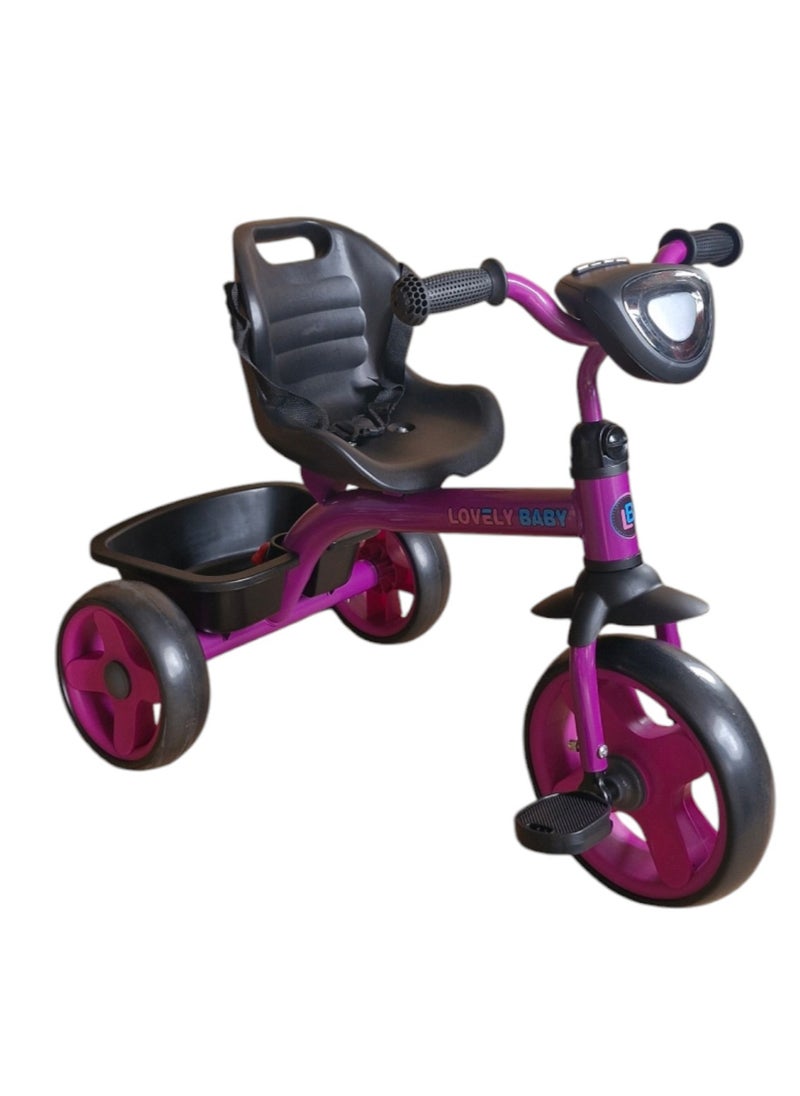 Lovely Baby Kids/Children Smart Design Tricycle LB 3390 with LED Lights, Music, and Rear Basket - Purple