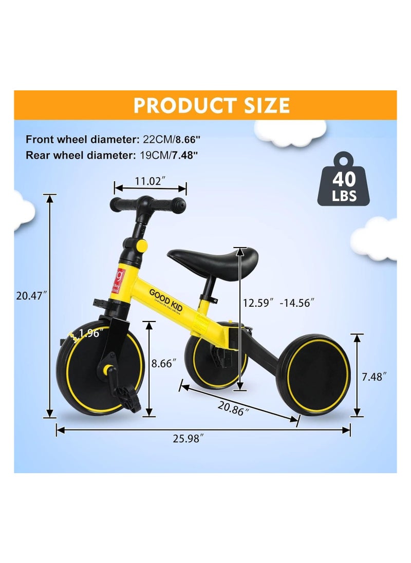 Kid Bicycle 3 In 1 Kids Tricycles For 1.5-4 Years Kids Trike 3 Wheel Bike Boys Girls 3 Wheels Toddler Tricycles(Yellow)