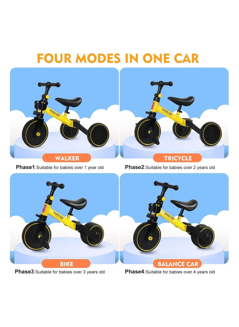 Kid Bicycle 3 In 1 Kids Tricycles For 1.5-4 Years Kids Trike 3 Wheel Bike Boys Girls 3 Wheels Toddler Tricycles(Yellow)