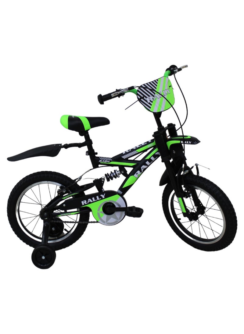 RALLY BICYCLE, Kids bike, RL-16-0055-1SUS, for 4-7 Years old with training wheels, Chain cover, Center suspension