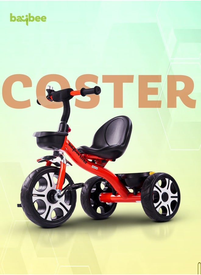 Coaster Tricycle for Kids Baby Smart Plug and Play Kids Tricycle Cycle with Front & Rear Storage Baskets 3 Wheels Tricycle Bicycle Baby Tricycle Cycle for Kids 2 to 5 Years Boy Girl Red