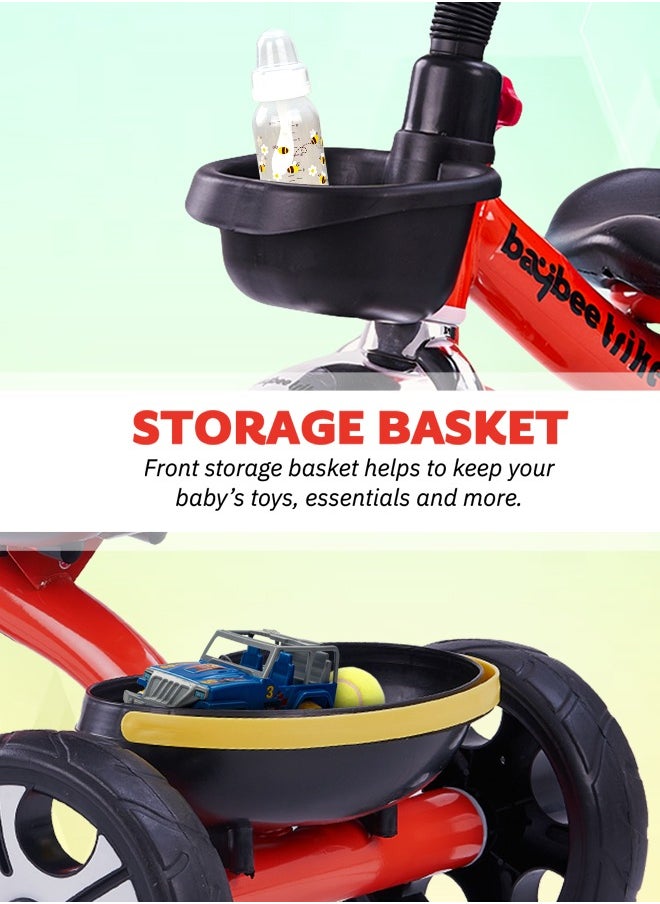 Coaster Tricycle for Kids Baby Smart Plug and Play Kids Tricycle Cycle with Front & Rear Storage Baskets 3 Wheels Tricycle Bicycle Baby Tricycle Cycle for Kids 2 to 5 Years Boy Girl Red