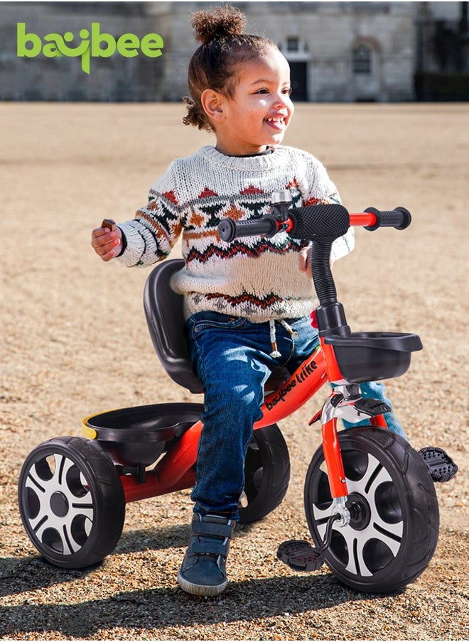 Coaster Tricycle for Kids Baby Smart Plug and Play Kids Tricycle Cycle with Front & Rear Storage Baskets 3 Wheels Tricycle Bicycle Baby Tricycle Cycle for Kids 2 to 5 Years Boy Girl Red