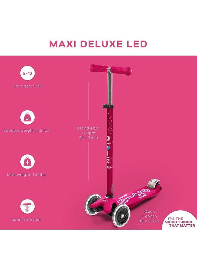 Micro Maxi Deluxe LED Kickboard | Kickboard mit LED-Vorderrollen | Lenker hÃƒÂ¶henverstellbar | ab 5 Jahre | Kickboard in 6 Farben erhÃƒÂ¤ltlich