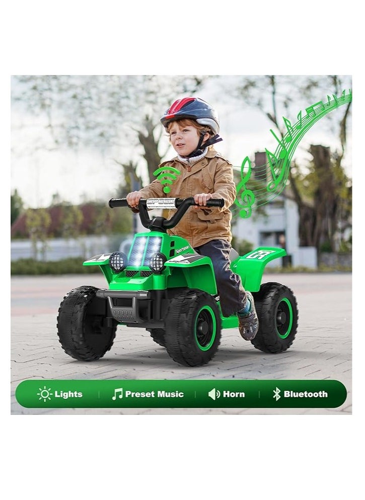Kids Electric Ride-On ATV | 4-Wheeler Quad Bike with LED Headlights, Rechargeable Battery, and Realistic Design | Outdoor Adventure Toy for Toddlers & Kids Ages 3-6 (Green)