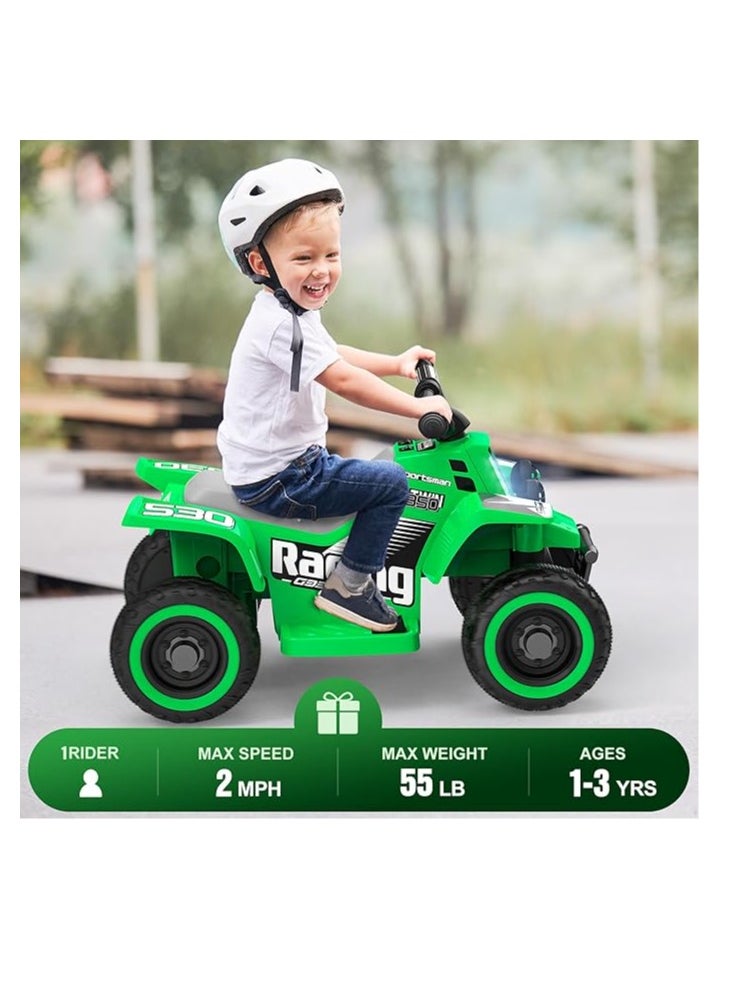 Kids Electric Ride-On ATV | 4-Wheeler Quad Bike with LED Headlights, Rechargeable Battery, and Realistic Design | Outdoor Adventure Toy for Toddlers & Kids Ages 3-6 (Green)