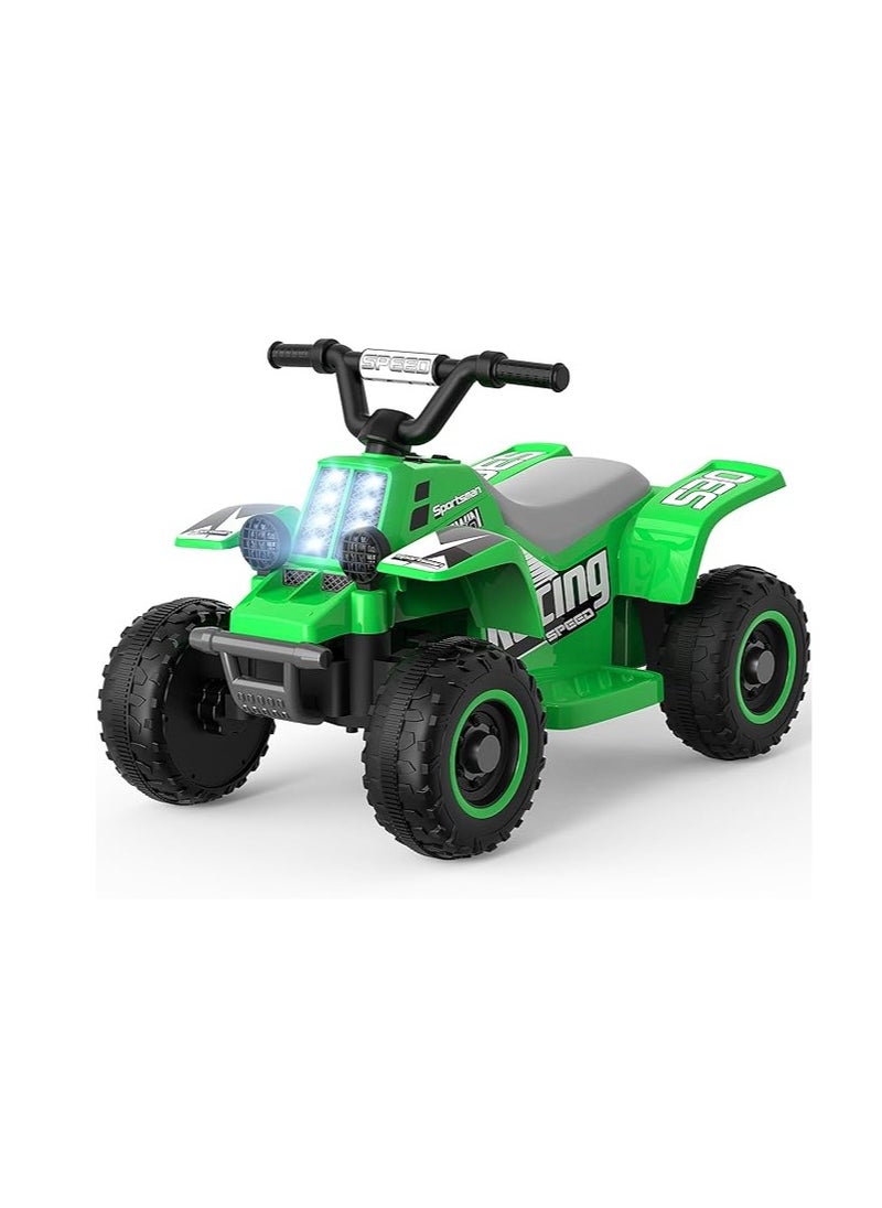 Kids Electric Ride-On ATV | 4-Wheeler Quad Bike with LED Headlights, Rechargeable Battery, and Realistic Design | Outdoor Adventure Toy for Toddlers & Kids Ages 3-6 (Green)