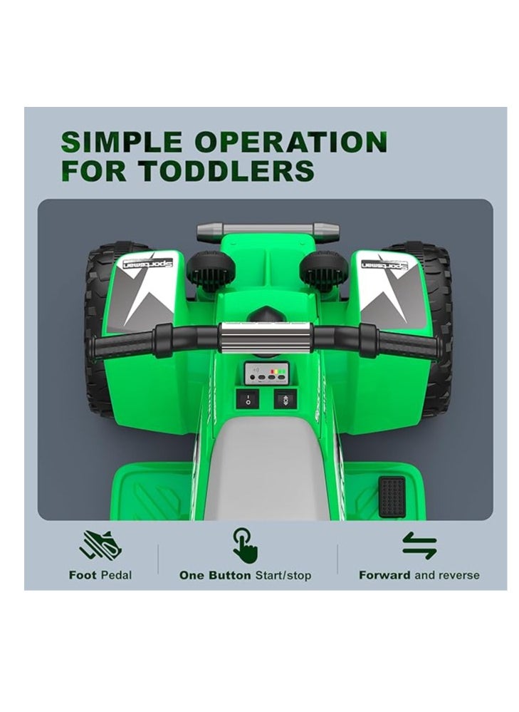 Kids Electric Ride-On ATV | 4-Wheeler Quad Bike with LED Headlights, Rechargeable Battery, and Realistic Design | Outdoor Adventure Toy for Toddlers & Kids Ages 3-6 (Green)