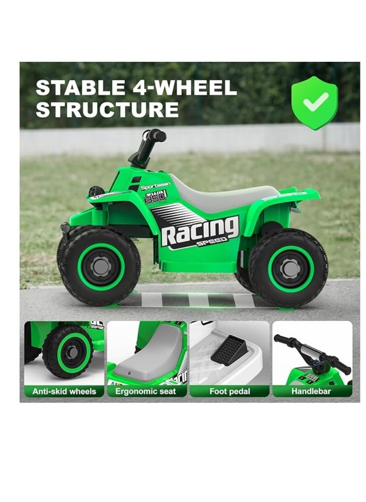 Kids Electric Ride-On ATV | 4-Wheeler Quad Bike with LED Headlights, Rechargeable Battery, and Realistic Design | Outdoor Adventure Toy for Toddlers & Kids Ages 3-6 (Green)