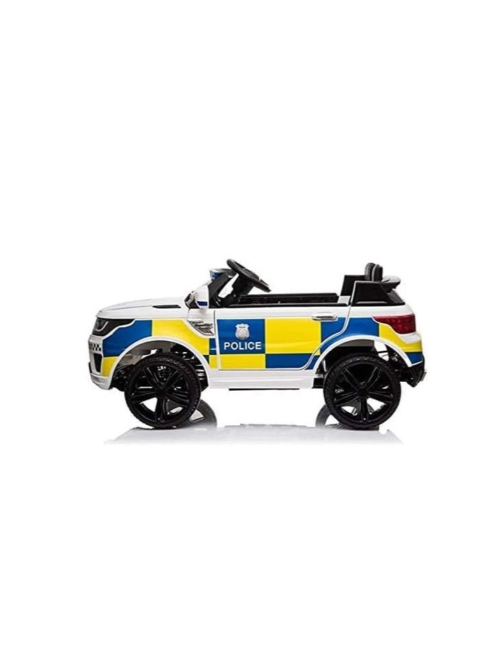 Police Car 12V Kids Ride on Police Car with Remote Control, Electric SUV Police Vehicles With Siren Flashing Light+Horn+Music, Suspension, 3 Speeds Ride on Toys for Boys Girls (White)