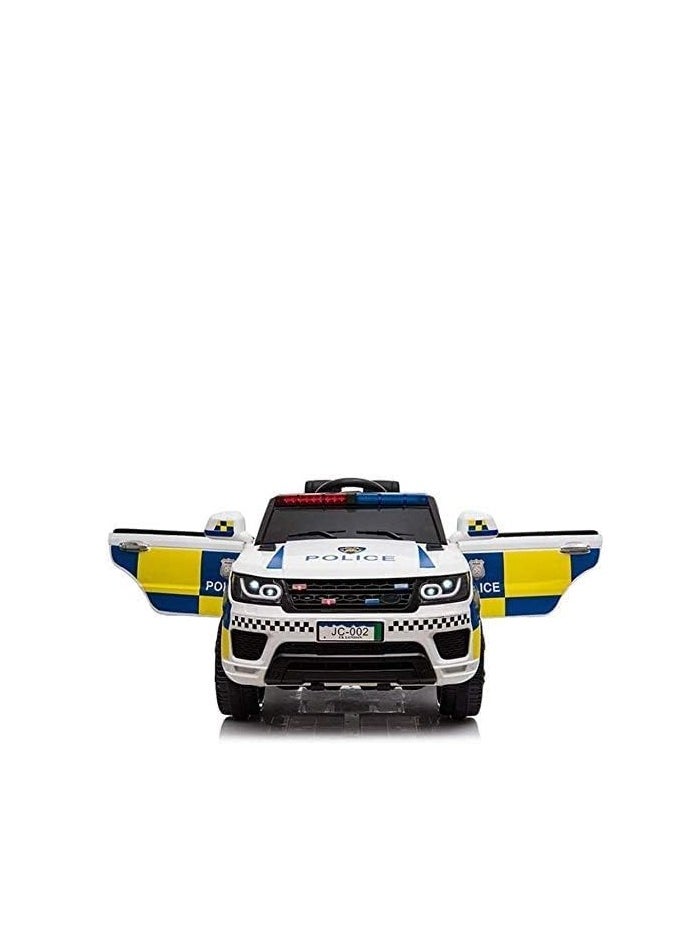 Police Car 12V Kids Ride on Police Car with Remote Control, Electric SUV Police Vehicles With Siren Flashing Light+Horn+Music, Suspension, 3 Speeds Ride on Toys for Boys Girls (White)