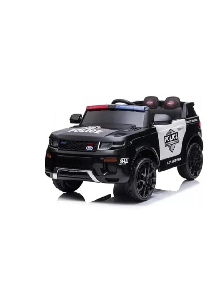 Police Car 12V Kids Ride on Police Car with Remote Control, Electric SUV Police Vehicles With Siren Flashing Light+Horn+Music, Suspension, 3 Speeds Ride on Toys for Boys Girls (Black)