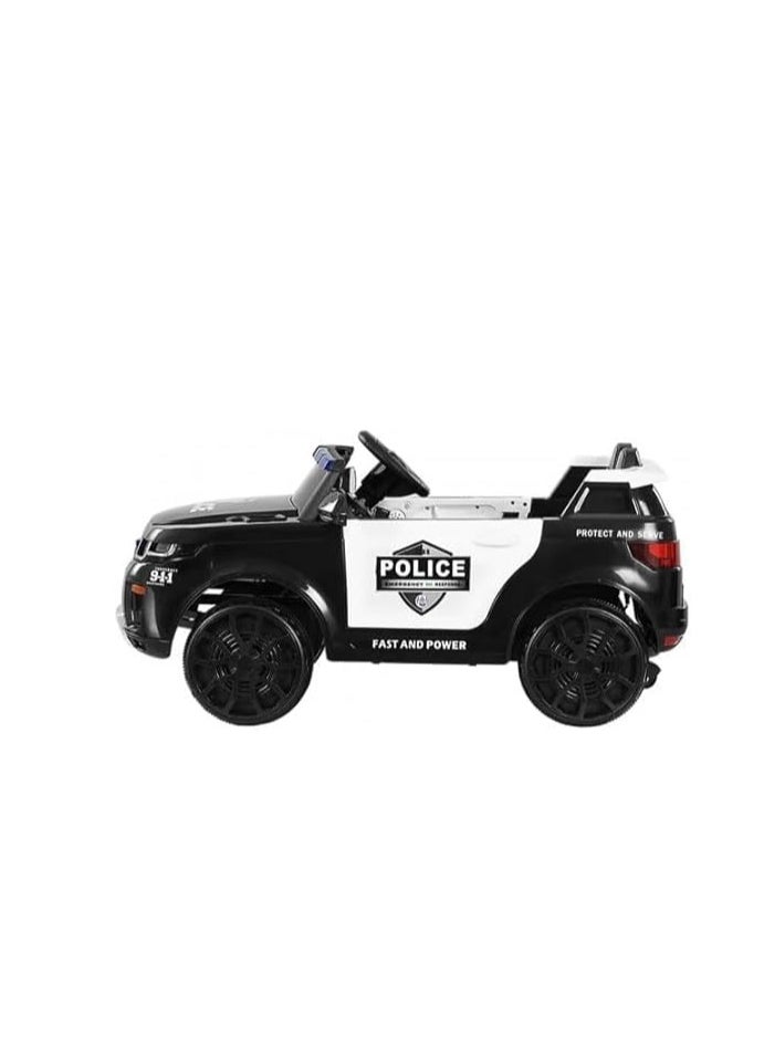 Police Car 12V Kids Ride on Police Car with Remote Control, Electric SUV Police Vehicles With Siren Flashing Light+Horn+Music, Suspension, 3 Speeds Ride on Toys for Boys Girls (Black)