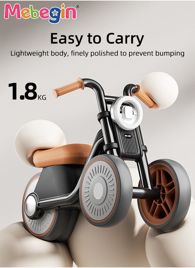 Baby Balance Bike with Silent Wheels, No Pedal Baby Walker, Mini Baby Bike with Lights and Music, Sturdy Safe Ride On Toys, Easy Set-Up, Great Gift Choice as Indoor and Outdoor Toy, 52*22*34cm