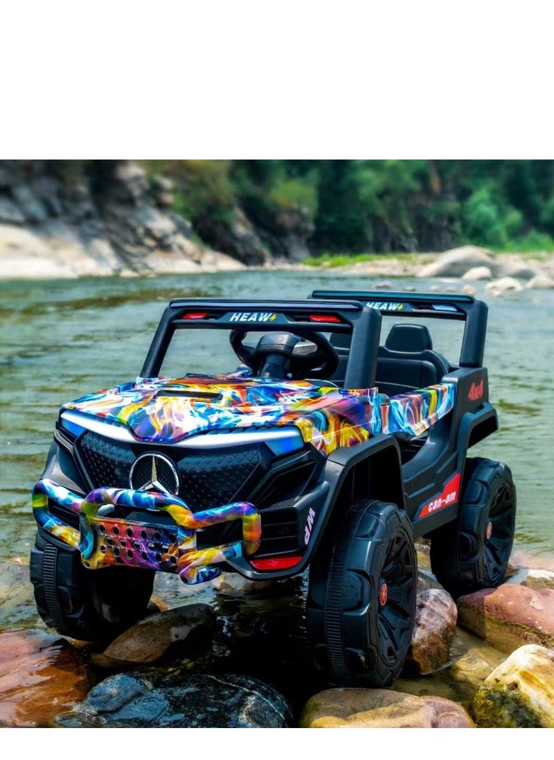 Kids Electric Vehicle Battery Powered Truck Car Toy Children's Electric Car with Remote Control Grafti Fire