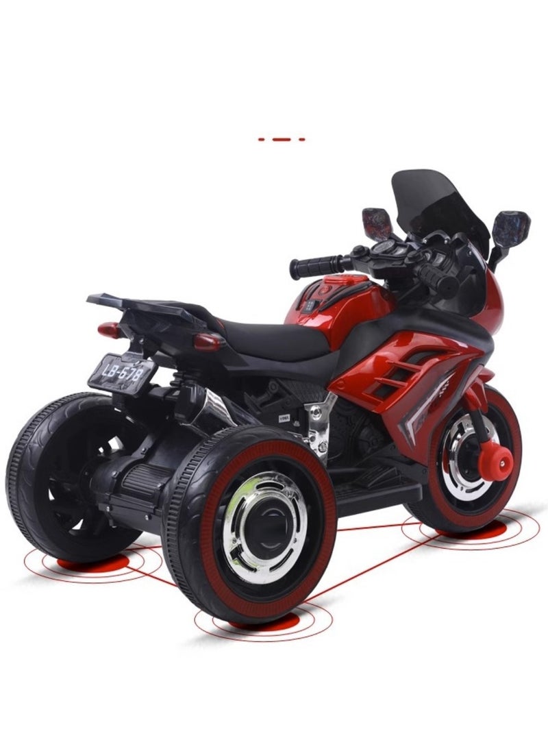 Kids Electric Motorcycle, 3 Wheel Battery Powered Ride On Motorcycle with LED Lights Red