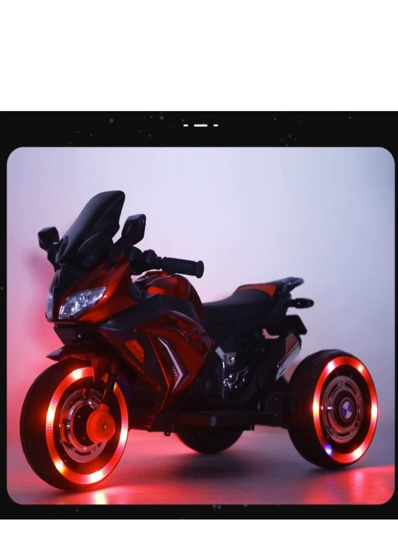 Kids Electric Motorcycle, 3 Wheel Battery Powered Ride On Motorcycle with LED Lights Red