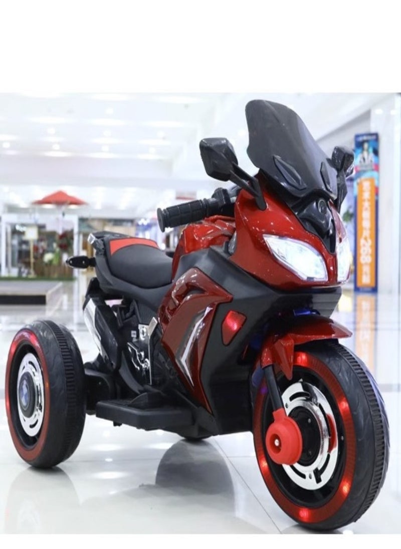 Kids Electric Motorcycle, 3 Wheel Battery Powered Ride On Motorcycle with LED Lights Red
