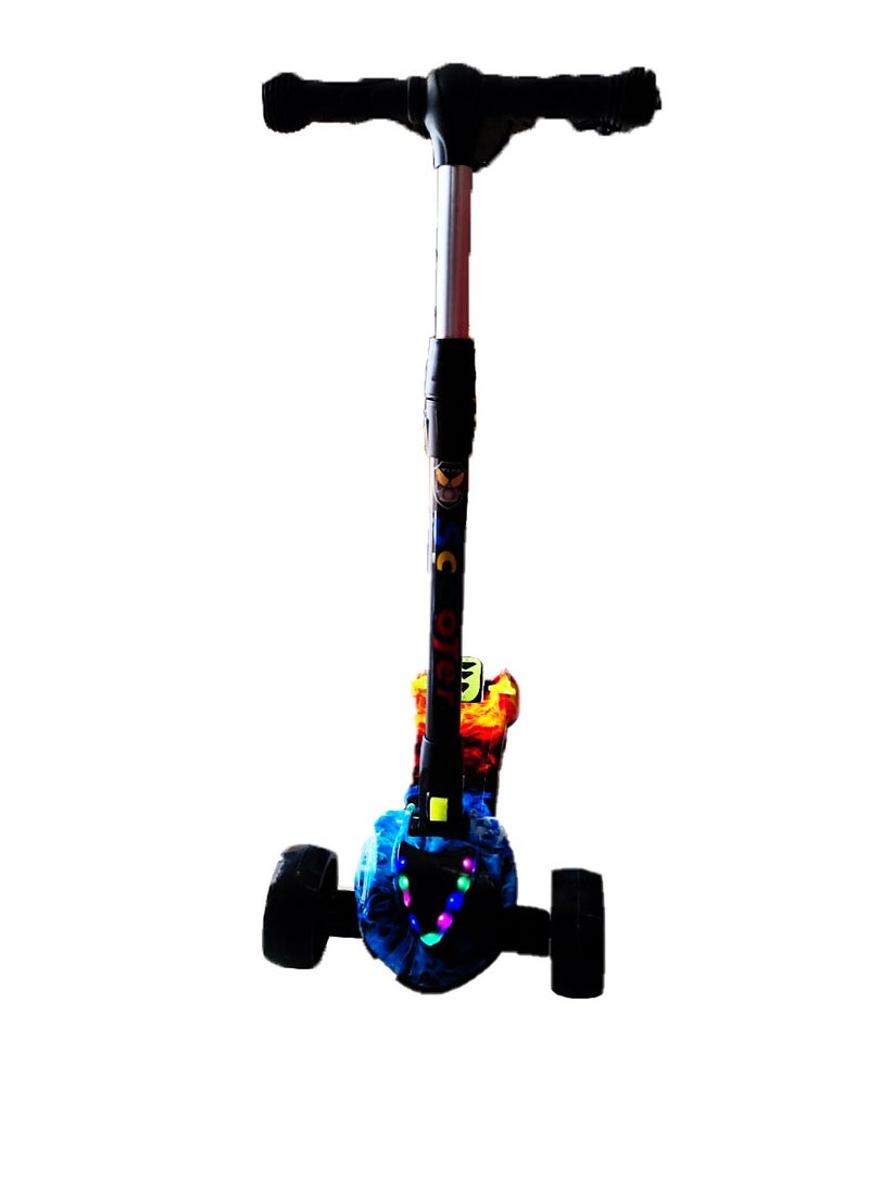 Kids Scooter, 3 Wheel Foldable Kick Scooter for Boys Girls Ages 3+ Years, Adjustable Height, Lean to Steer, Non-Slip Deck, Lightweight Push Scooter for Children