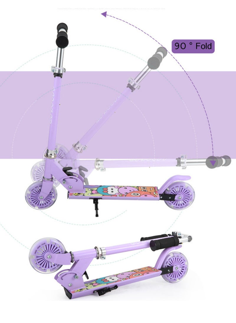 Scooter for Kids Ages 3-12 - Kids Kick Scooters with Led Light Up Wheels & 3 Levels Adjustable Handlebar, Lightweight Foldable 2 Wheel