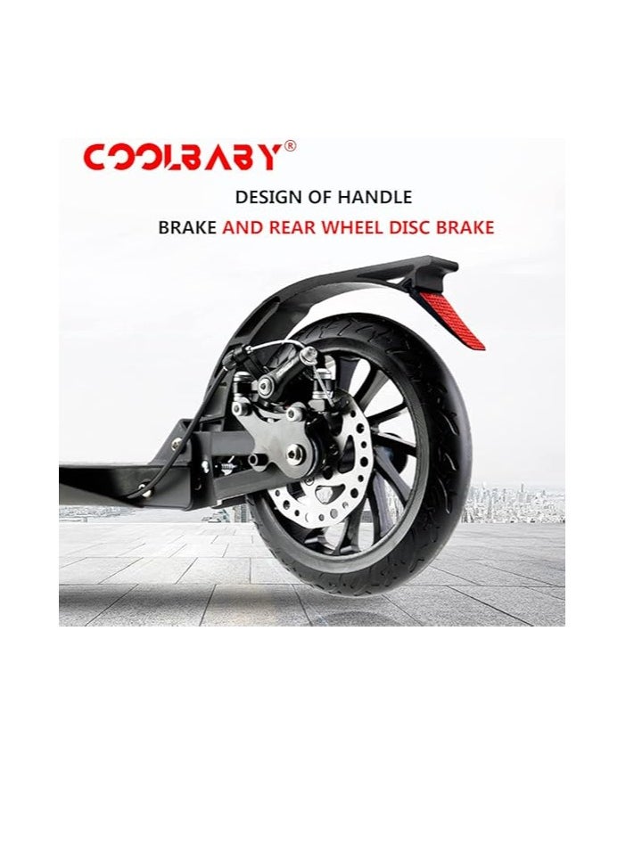 Folding Scooter 200MM Big Wheel Scooter with Disc Brakes and Double Shock Absorption System Suitable for Adults Teenagers and Children Over 8 Years Old
