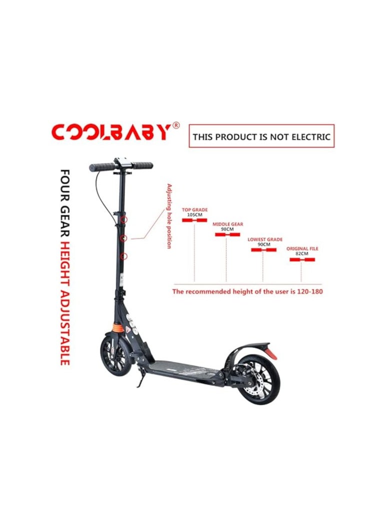 Folding Scooter 200MM Big Wheel Scooter with Disc Brakes and Double Shock Absorption System Suitable for Adults Teenagers and Children Over 8 Years Old