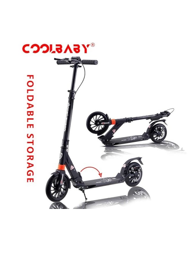 Folding Scooter 200MM Big Wheel Scooter with Disc Brakes and Double Shock Absorption System Suitable for Adults Teenagers and Children Over 8 Years Old