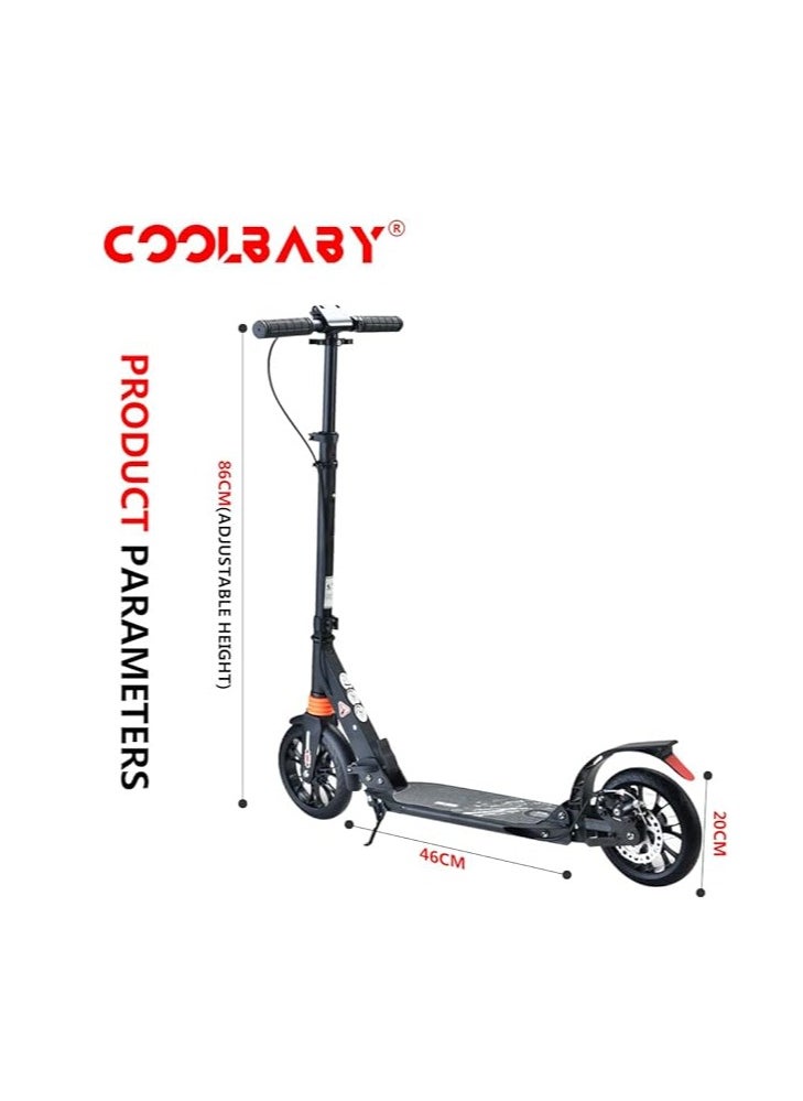 Folding Scooter 200MM Big Wheel Scooter with Disc Brakes and Double Shock Absorption System Suitable for Adults Teenagers and Children Over 8 Years Old