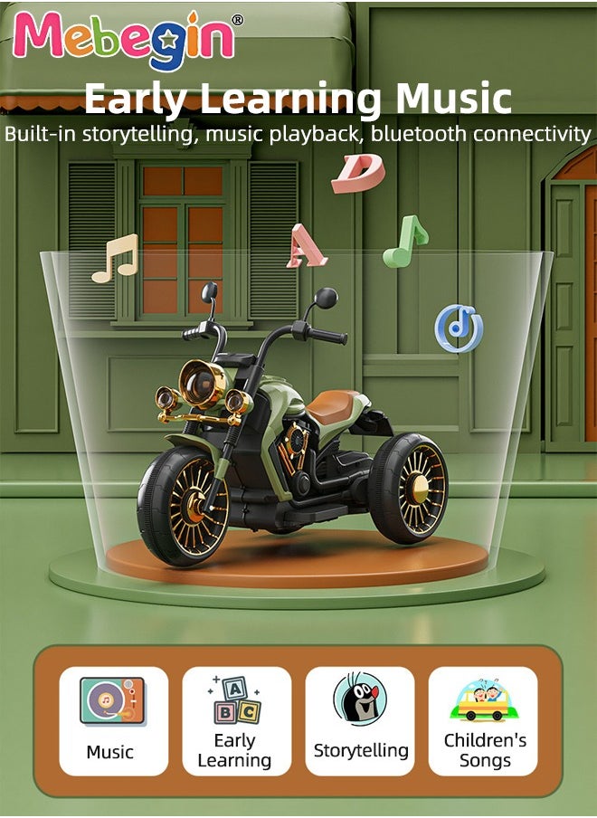 Electric Motorcycle for Kids, 3-Wheel Motorbike with High-capacity Battery and Ergonomic Seat, Safe Ride-on Toy with Light and Music, Hard to Roll Over, Fun Outdoor Toy, Ideal Gift for Kids