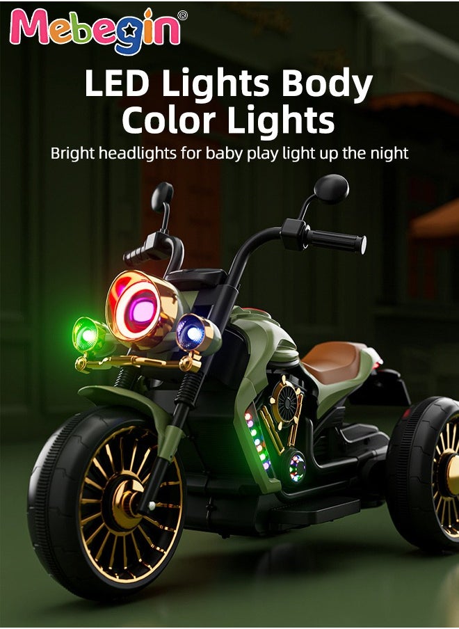 Electric Motorcycle for Kids, 3-Wheel Motorbike with High-capacity Battery and Ergonomic Seat, Safe Ride-on Toy with Light and Music, Hard to Roll Over, Fun Outdoor Toy, Ideal Gift for Kids