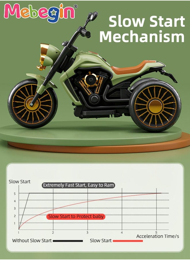 Electric Motorcycle for Kids, 3-Wheel Motorbike with High-capacity Battery and Ergonomic Seat, Safe Ride-on Toy with Light and Music, Hard to Roll Over, Fun Outdoor Toy, Ideal Gift for Kids