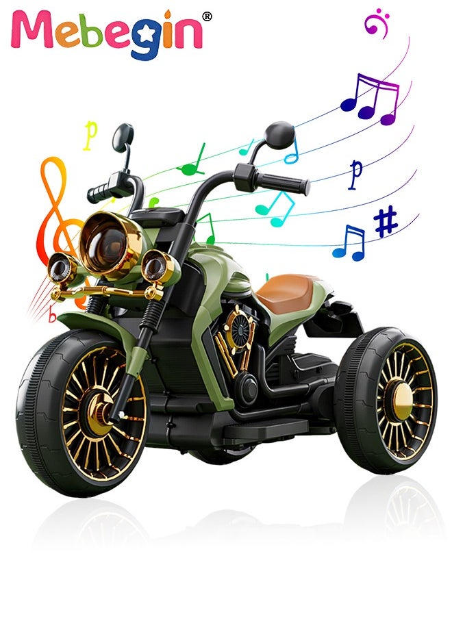 Electric Motorcycle for Kids, 3-Wheel Motorbike with High-capacity Battery and Ergonomic Seat, Safe Ride-on Toy with Light and Music, Hard to Roll Over, Fun Outdoor Toy, Ideal Gift for Kids