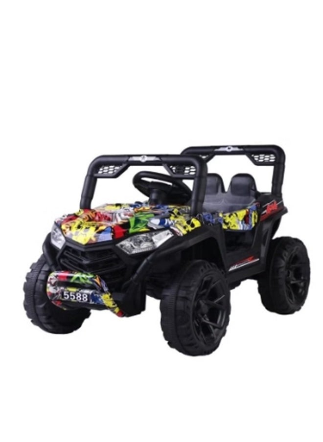 12V Kids Electric Car with Double Battery u0026 Dual Motors - MP3, Education, LED, Remote Control, And Swing Function Kids Electric Ride On Off Road Vehicle