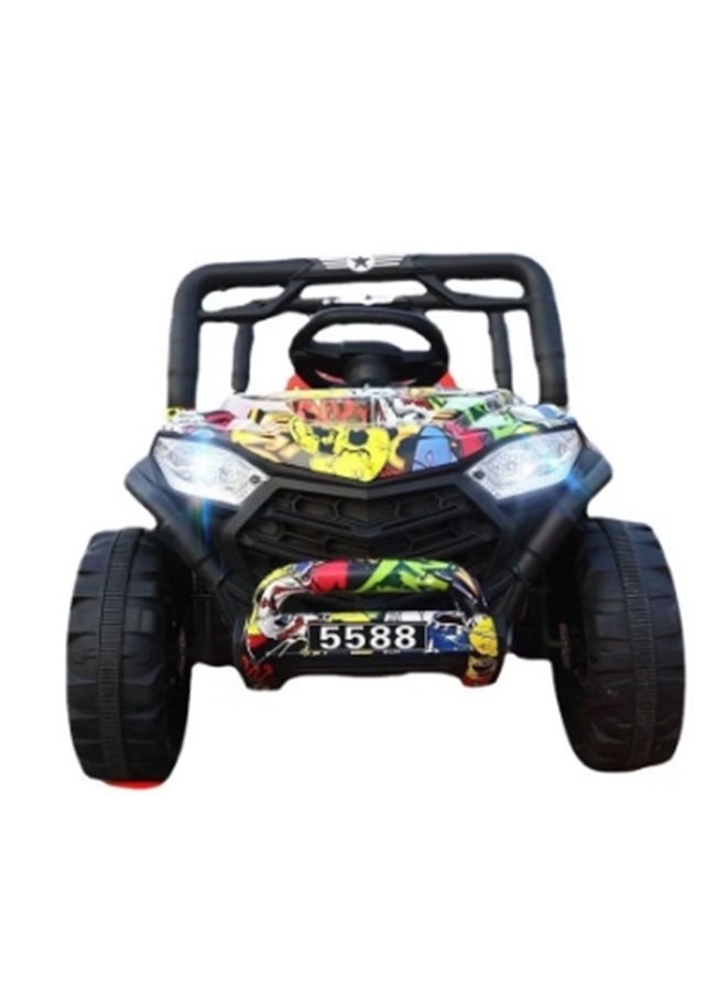 12V Kids Electric Car with Double Battery u0026 Dual Motors - MP3, Education, LED, Remote Control, And Swing Function Kids Electric Ride On Off Road Vehicle