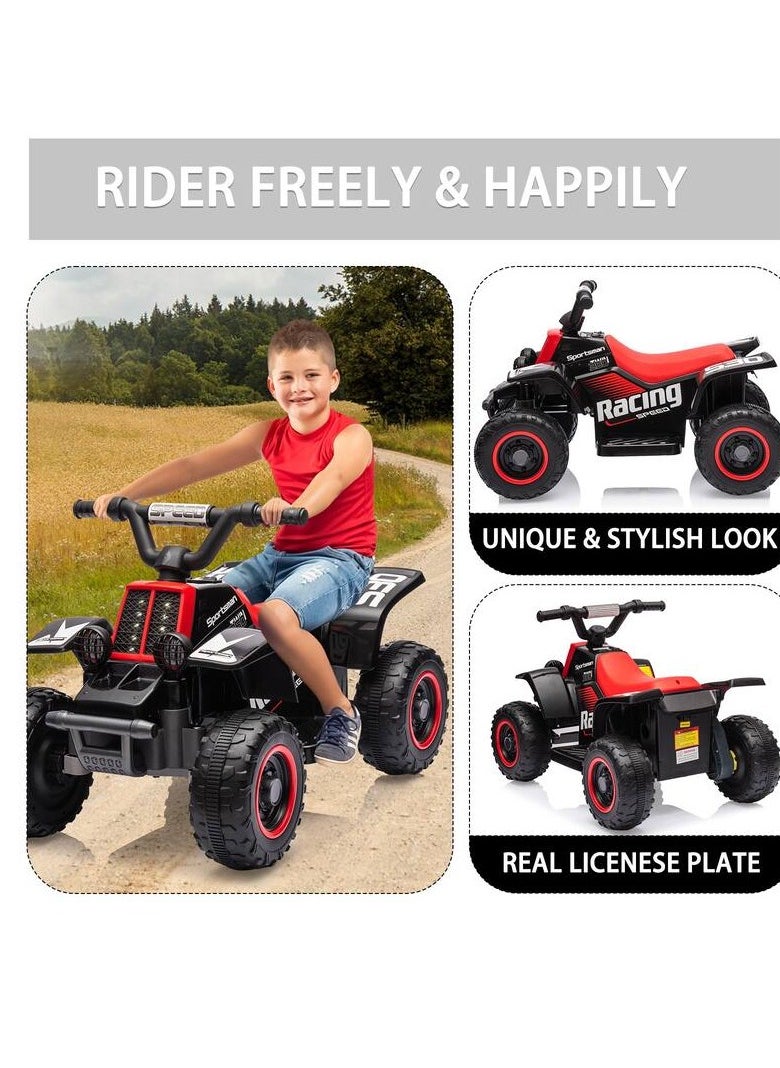 Kids Electric Ride-On ATV | 4-Wheeler Quad Bike with LED Headlights, Rechargeable Battery, and Realistic Design | Outdoor Adventure Toy for Toddlers & Kids Ages 3-6 (Black)