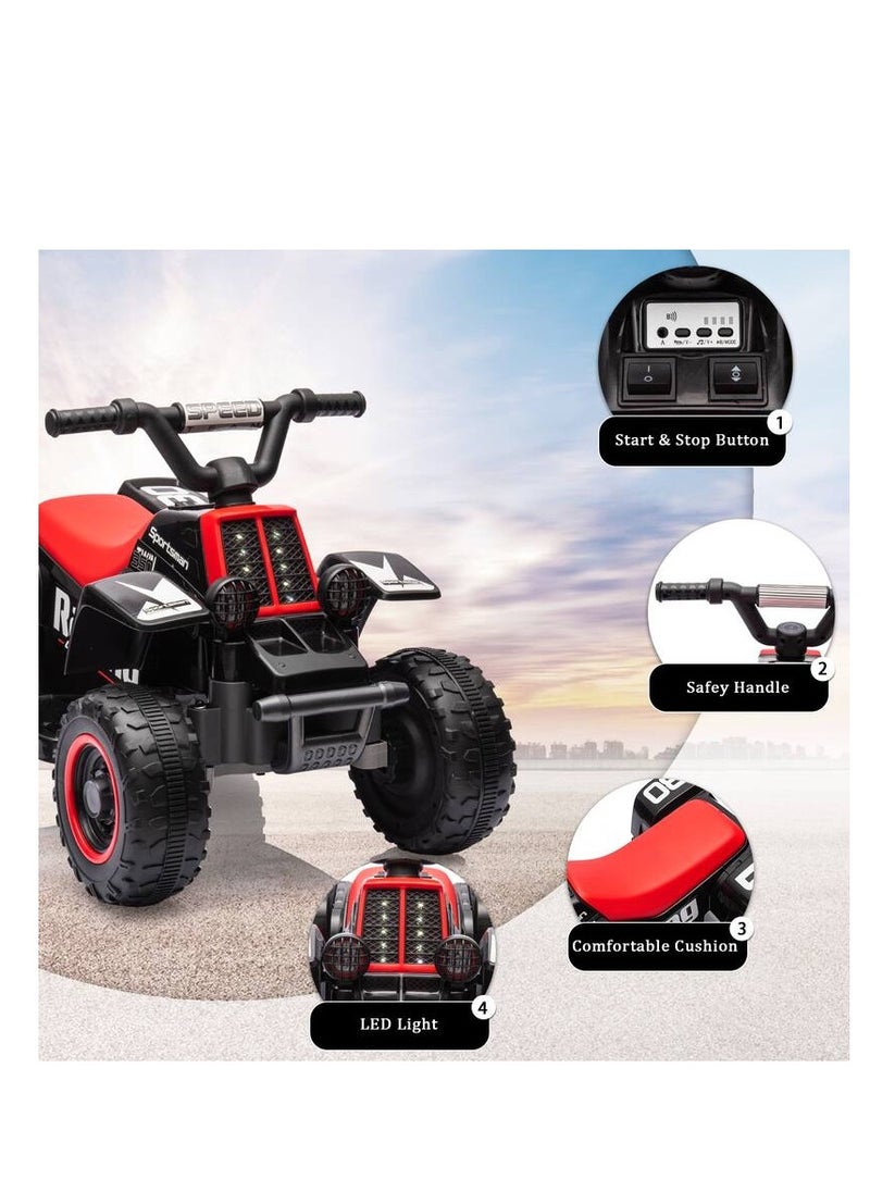 Kids Electric Ride-On ATV | 4-Wheeler Quad Bike with LED Headlights, Rechargeable Battery, and Realistic Design | Outdoor Adventure Toy for Toddlers & Kids Ages 3-6 (Black)