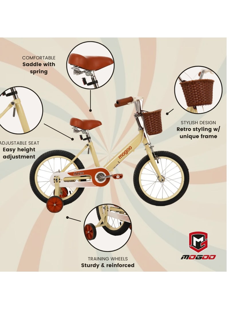 Mogoo - Retro Kids Bike 12 inch - Beige