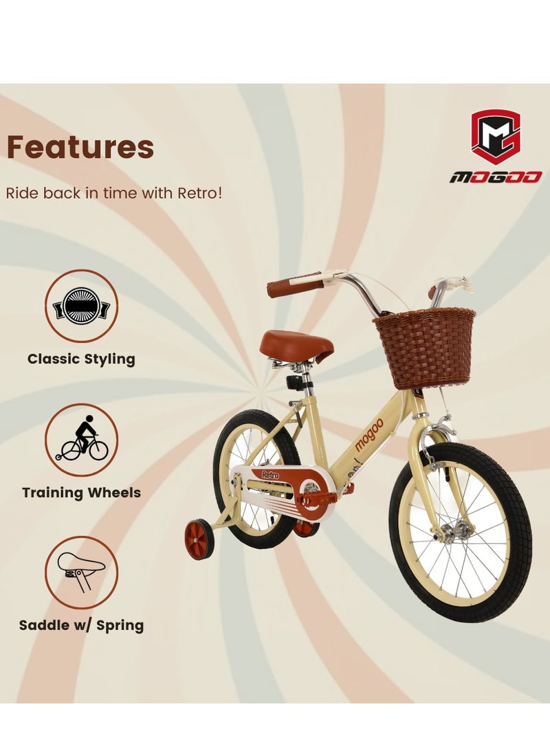 Mogoo - Retro Kids Bike 12 inch - Beige