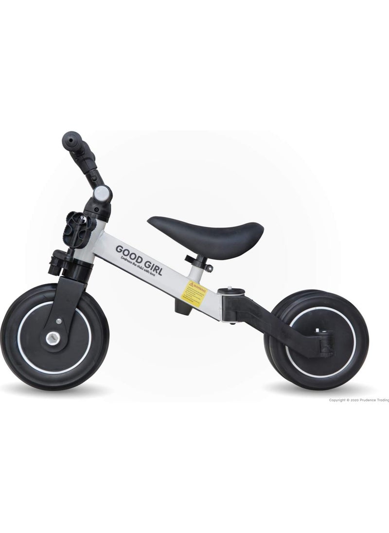 Good Boy/Girl 2-in-1 Transformable Kids Tricycle & Balance Bike – Adjustable Handle, Detachable Pedals, for 1.5-5 Years Old (White)