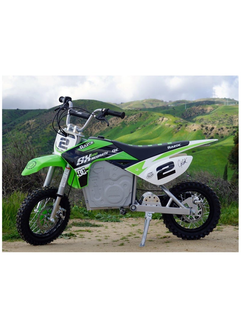 Razor Motorbike Dirt Rocket SX500 McGrath - Green | Kids Ages 14 Years+ | Speeds up to 14 Mph (22 Km/H) with up to 40 minutes of Continuous Use Multicolour 119x34x65cm