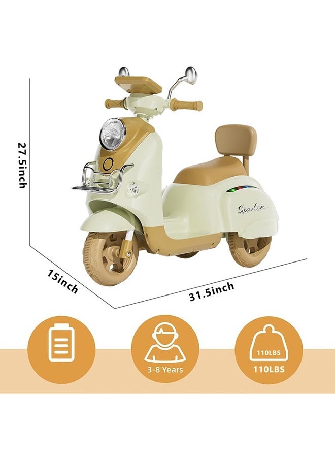 Beauenty 3 Wheels Kids Electric Motorbike, Kids Ride On Motorcycle with Bluetooth, LED Headlight and Music, Children Electric Motorcycle for 3 Years Old Boys Girls