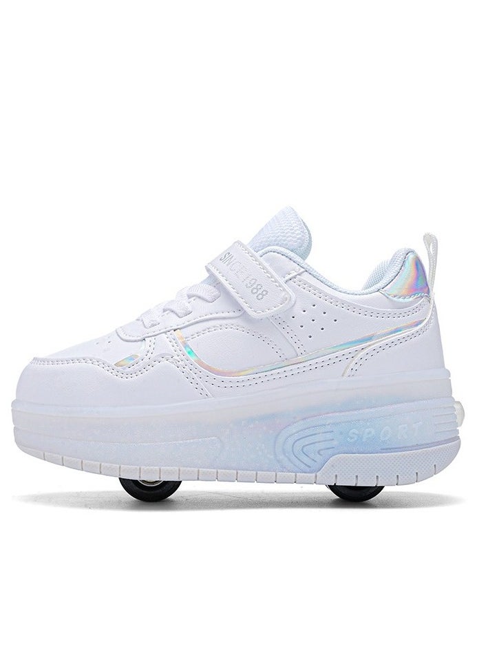 LED Flash Light Fashion Shiny Sneaker Skate Heelys Shoes With Wheels And Lightning Sole