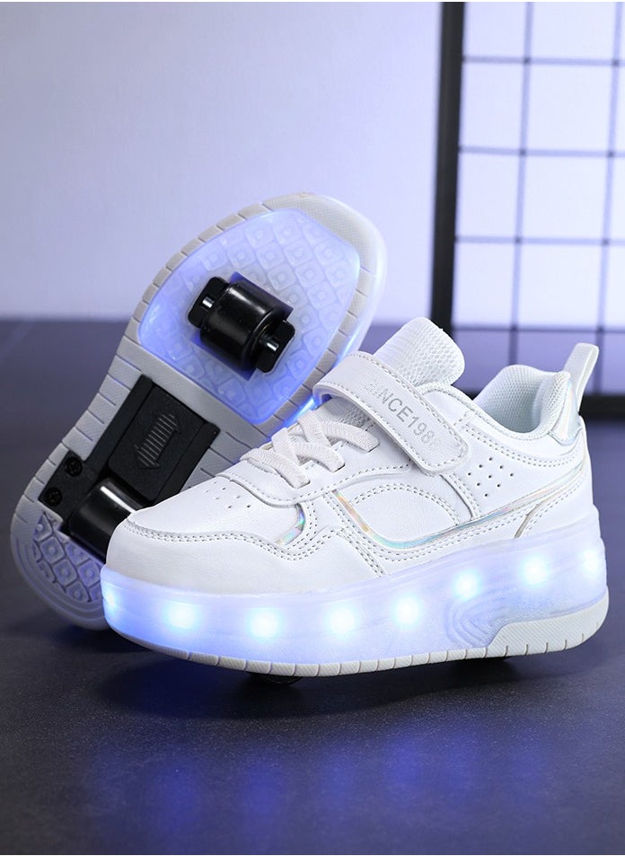 LED Flash Light Fashion Shiny Sneaker Skate Heelys Shoes With Wheels And Lightning Sole