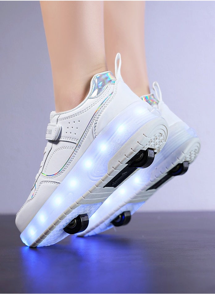 LED Flash Light Fashion Shiny Sneaker Skate Heelys Shoes With Wheels And Lightning Sole